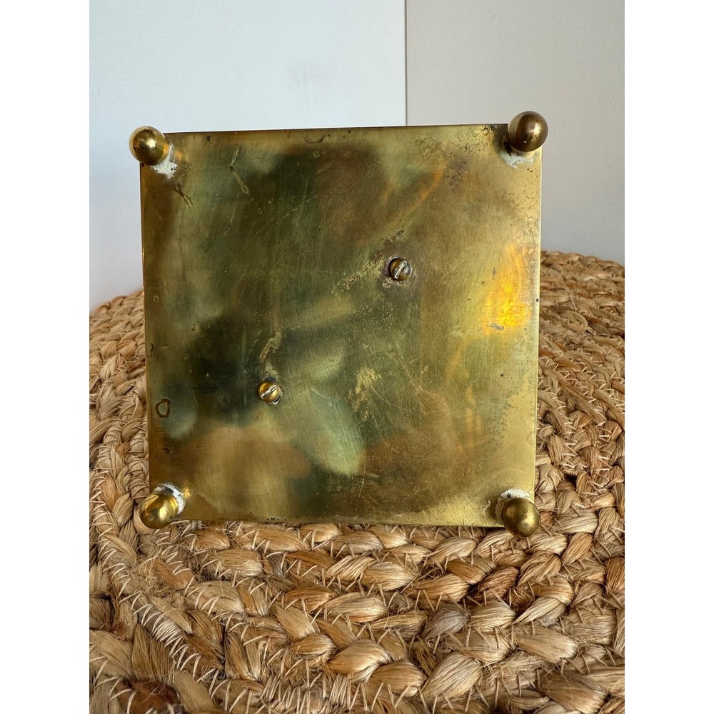 Antique Art Deco brass inkwell with glass insert, 4.5", HEAVY - Picture 6 of 7
